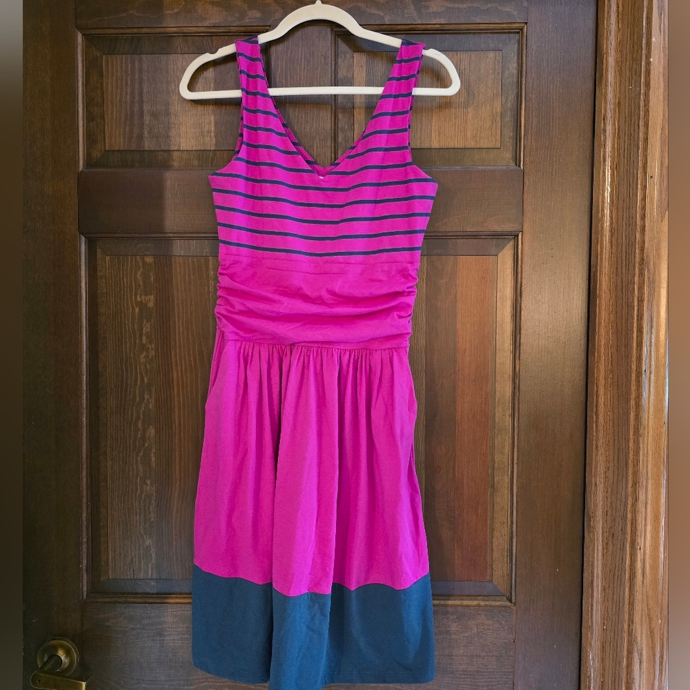 Synergy Organic Clothing Pink and Gray Midi Dress